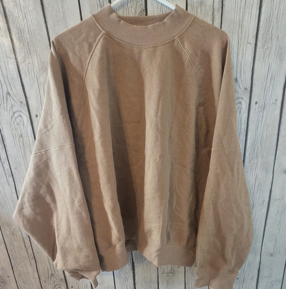 PINK Victoria’s Secret XXL Mock Neck Oversized Sweatshirt Caramel Lounge Top EUC - Picture 2 of 4